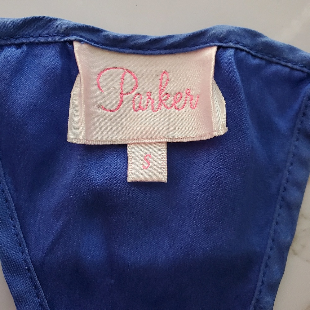 Anthro Parker Silk Blue Dress Tie Front - Picture 5 of 7